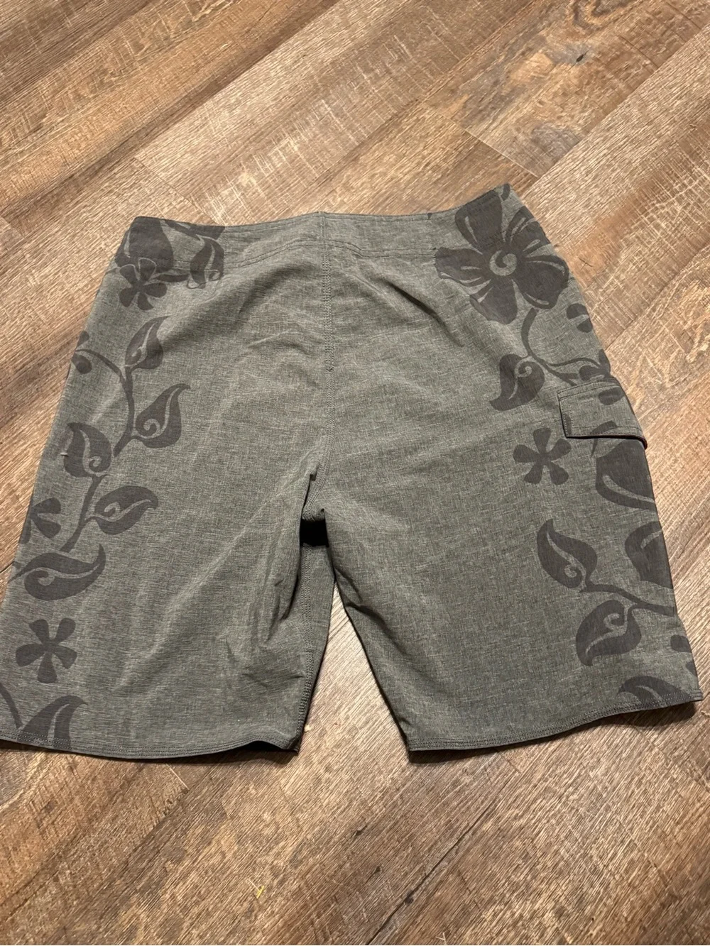 Men's COVA Gray Floral Swim Trunks/Boardshorts w/ Drawstring Sz 33